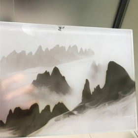 La fábrica de China chino paisaje que pinta decorativo de cristal laminado证明