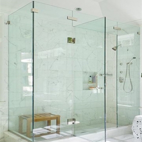 中国无框架玻璃淋浴门、玻璃淋浴房、浴室玻璃门淋浴,浴室柜的玻璃工厂